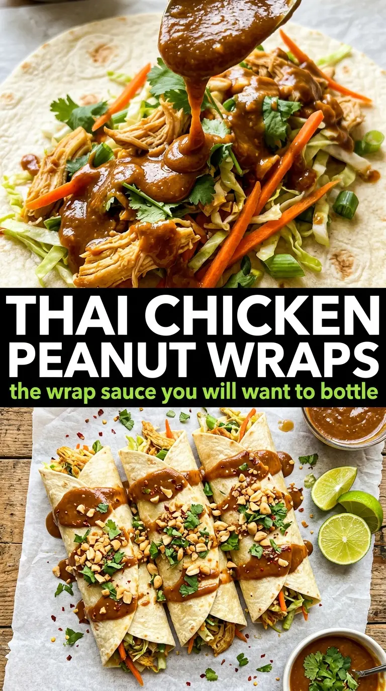 Thai Peanut Chicken Wraps crunchy glossy