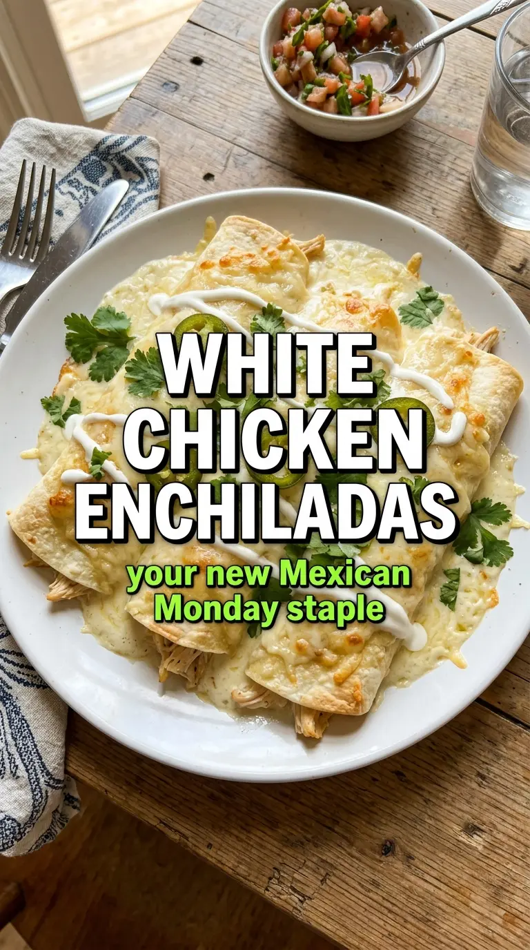 White Chicken Enchiladas creamy cheesy Tex-Mex