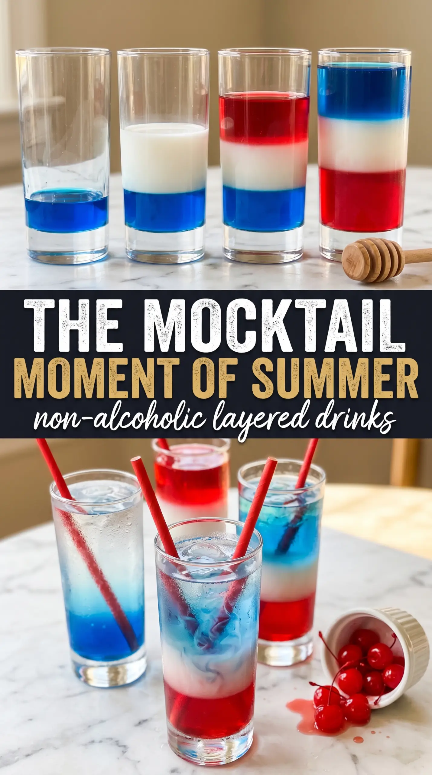 Non-Alcoholic Layered Drinks colorful striped mocktail