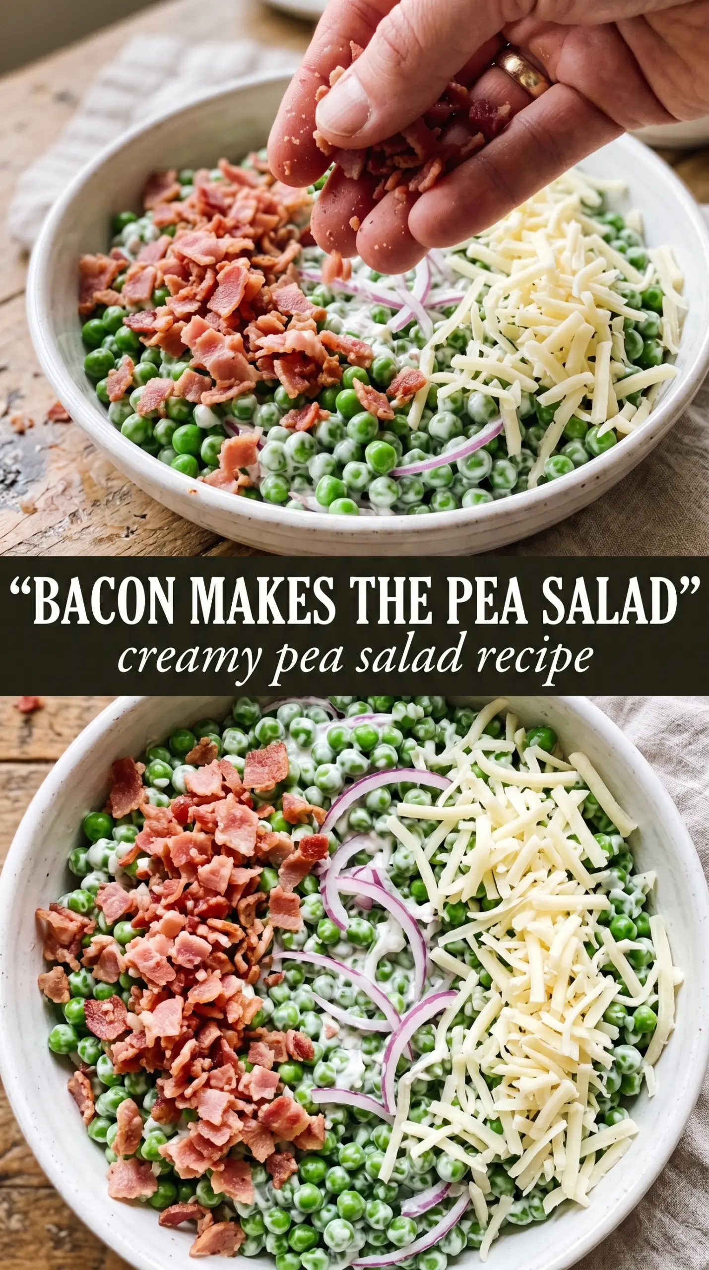 Pea Salad creamy tangy bacon