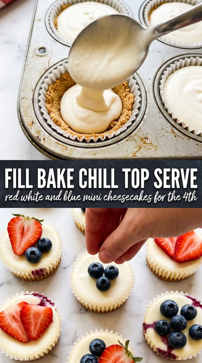 Red, White and Blue Mini Cheesecakes creamy berry patriotic