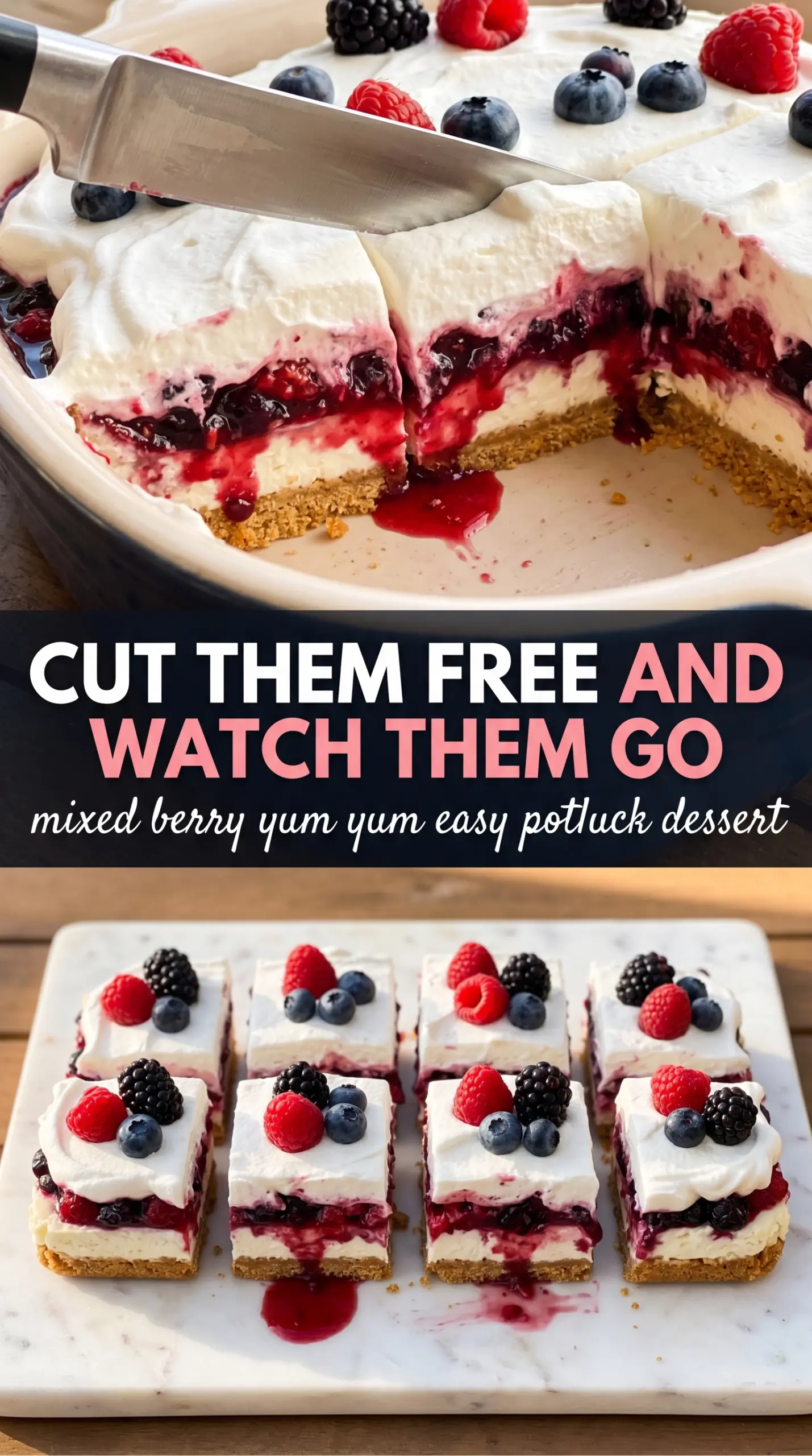 Red, White and Blue Mixed Berry Yum Yum creamy layered berries