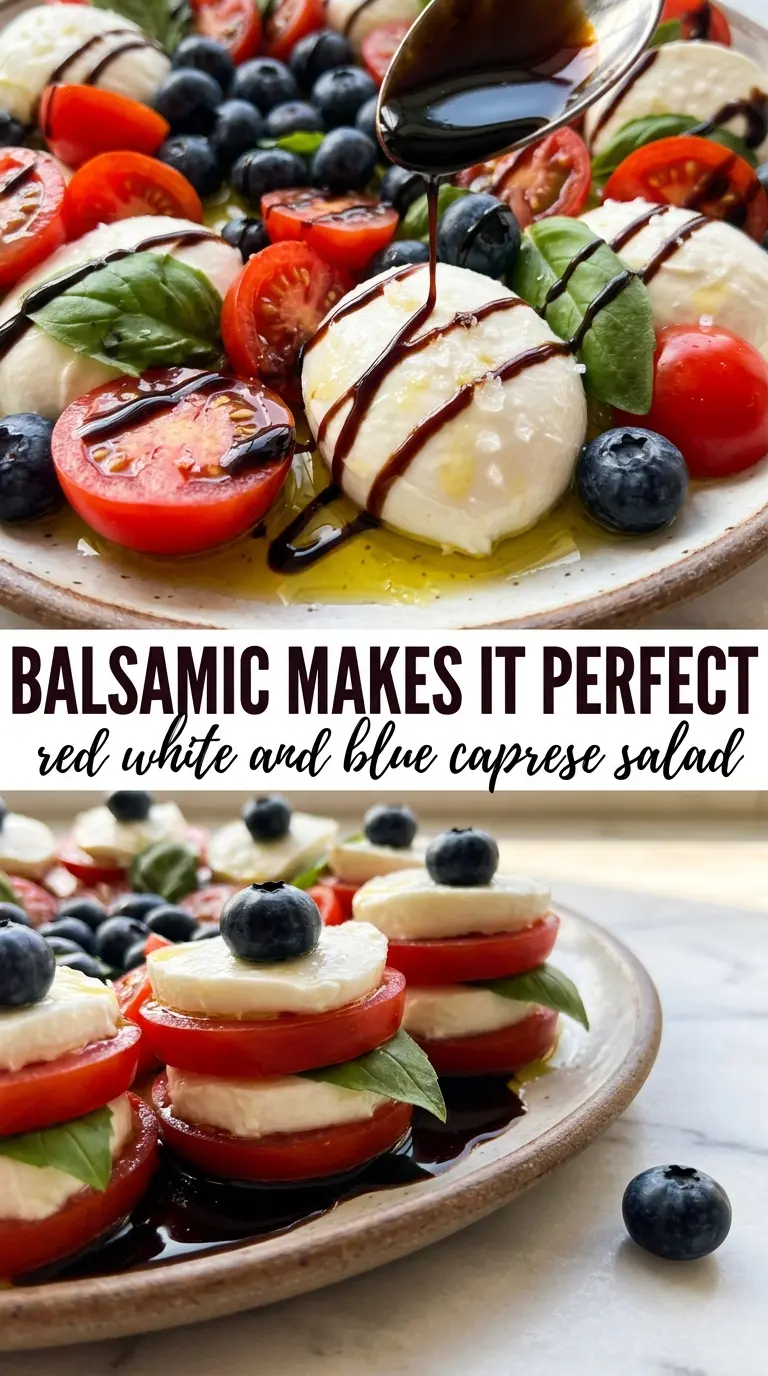 Red, White & Blue Caprese Salad colorful fresh patriotic