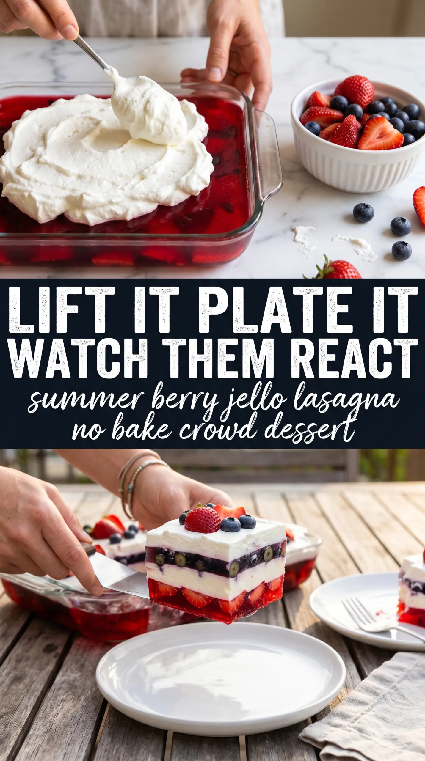 Summer Berry Jello Lasagna layered dessert colorful creamy