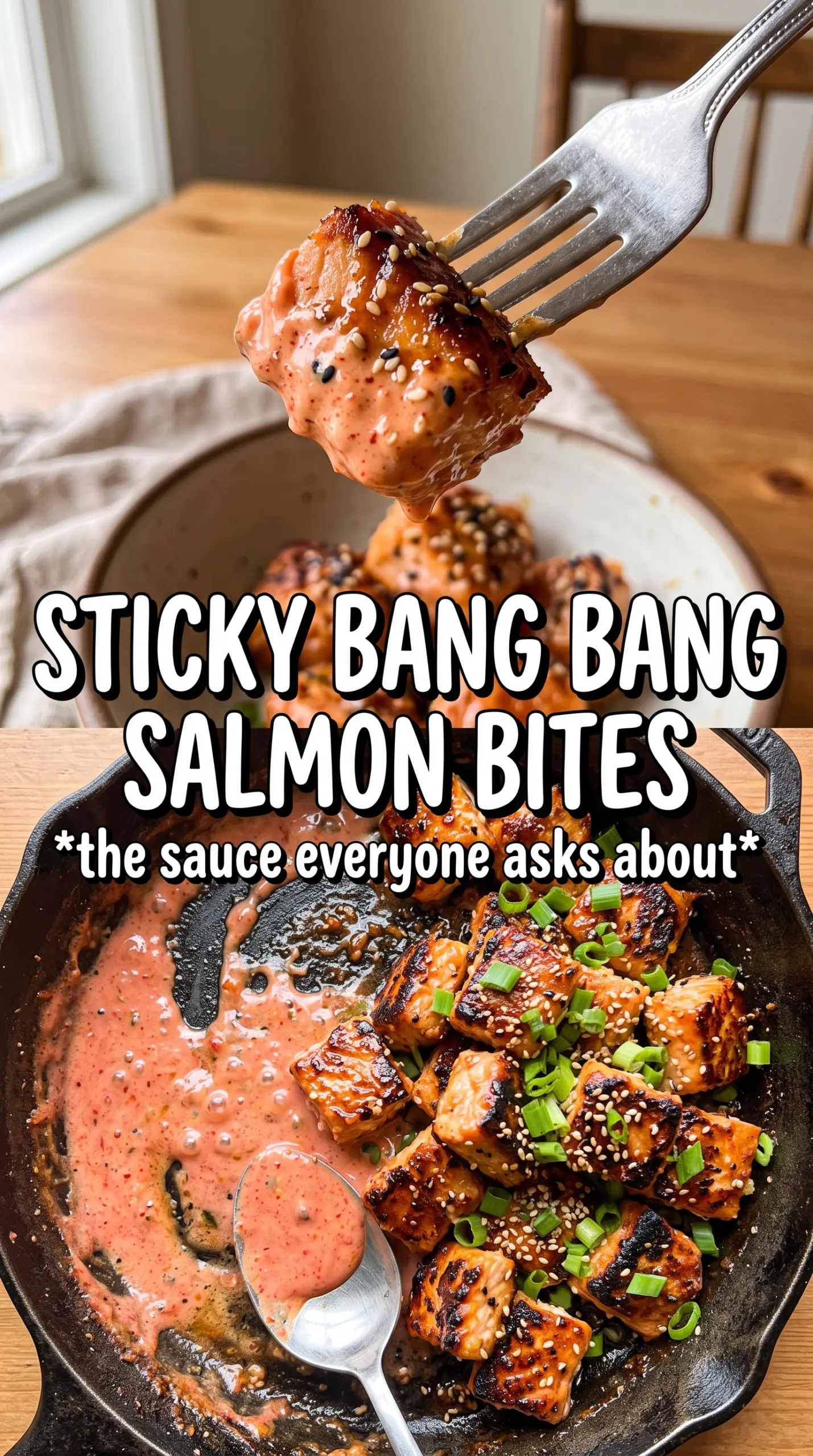 Bang Bang Salmon Bites crispy saucy sesame