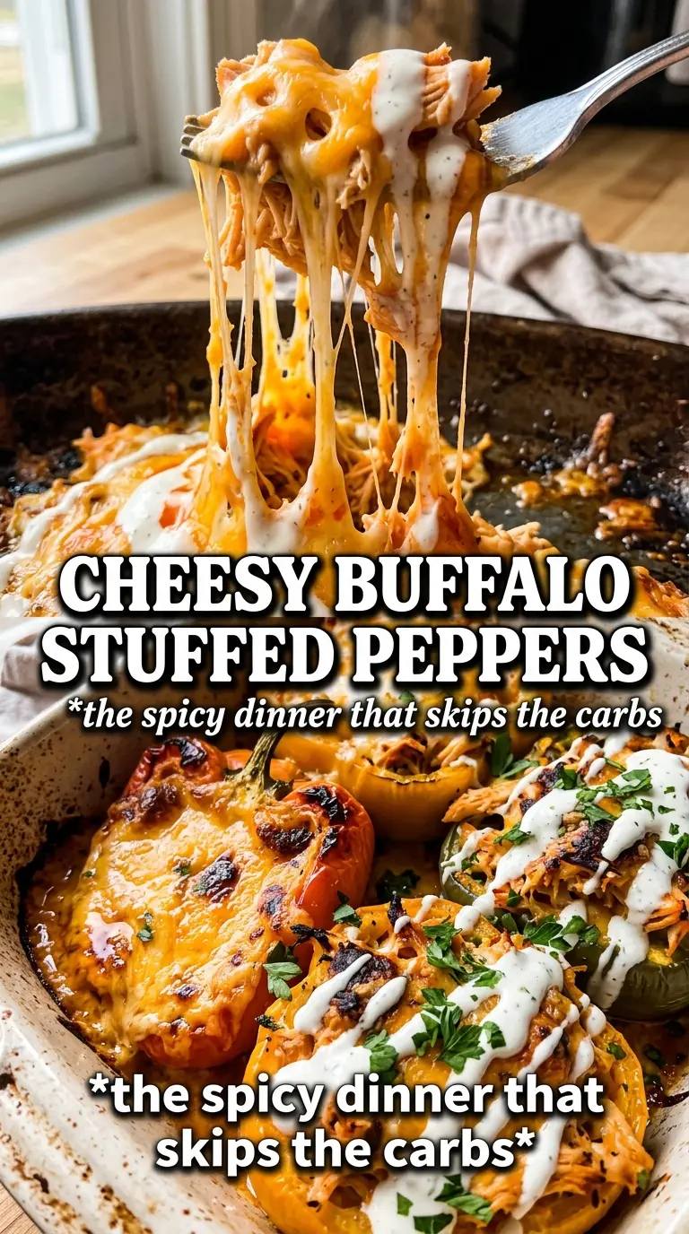 Buffalo Chicken Stuffed Peppers spicy cheesy