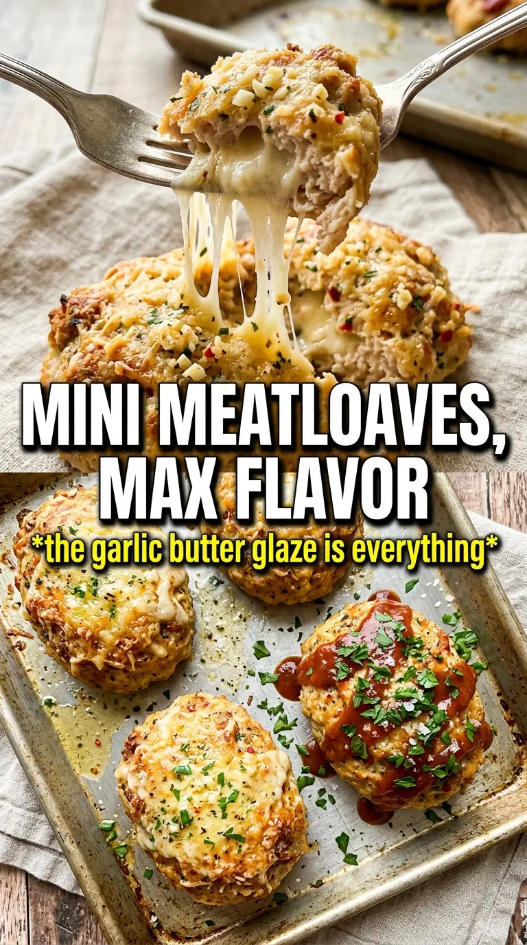 Garlic Parmesan Chicken Meatloaves golden buttery parsley