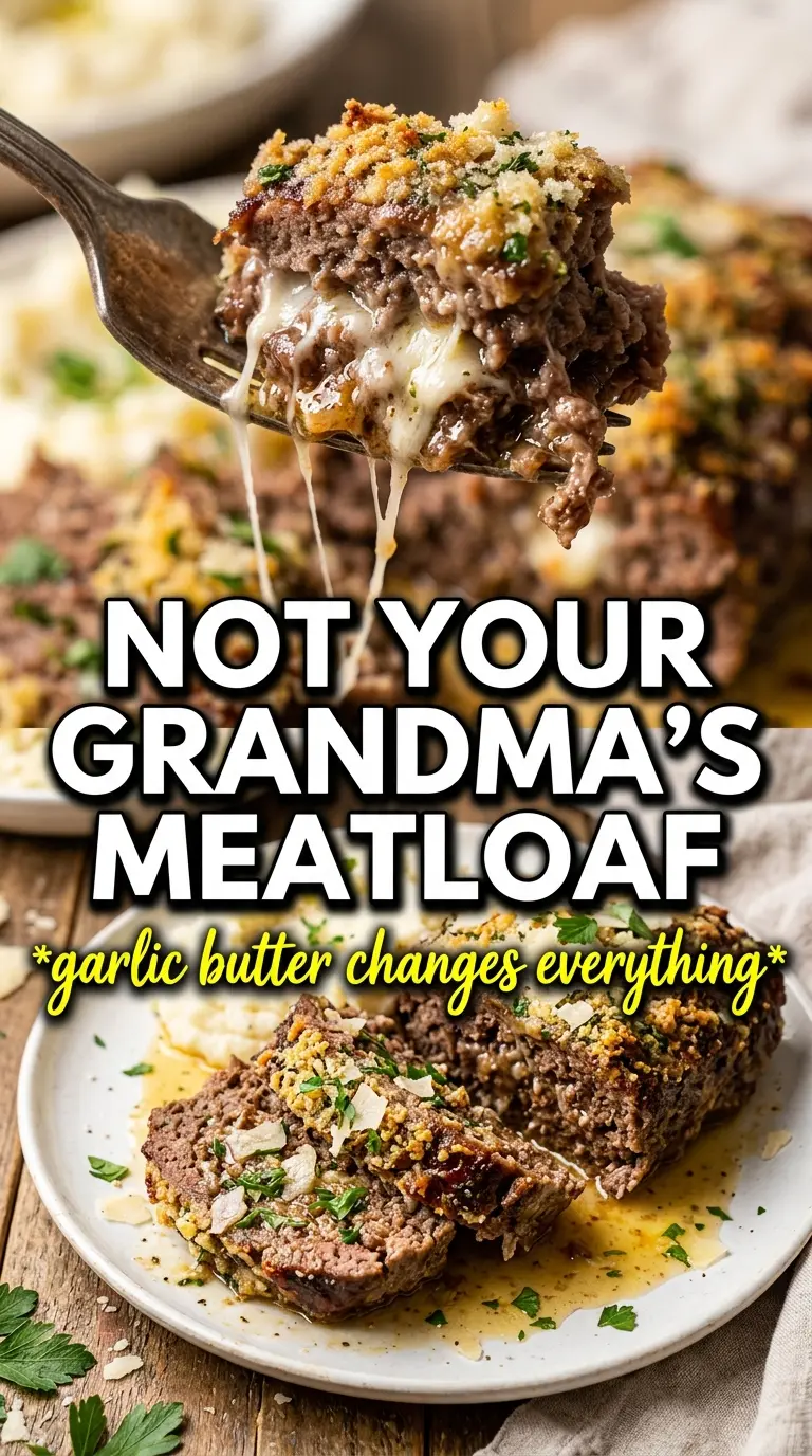 Garlic Parmesan Meatloaf golden crust juicy interior