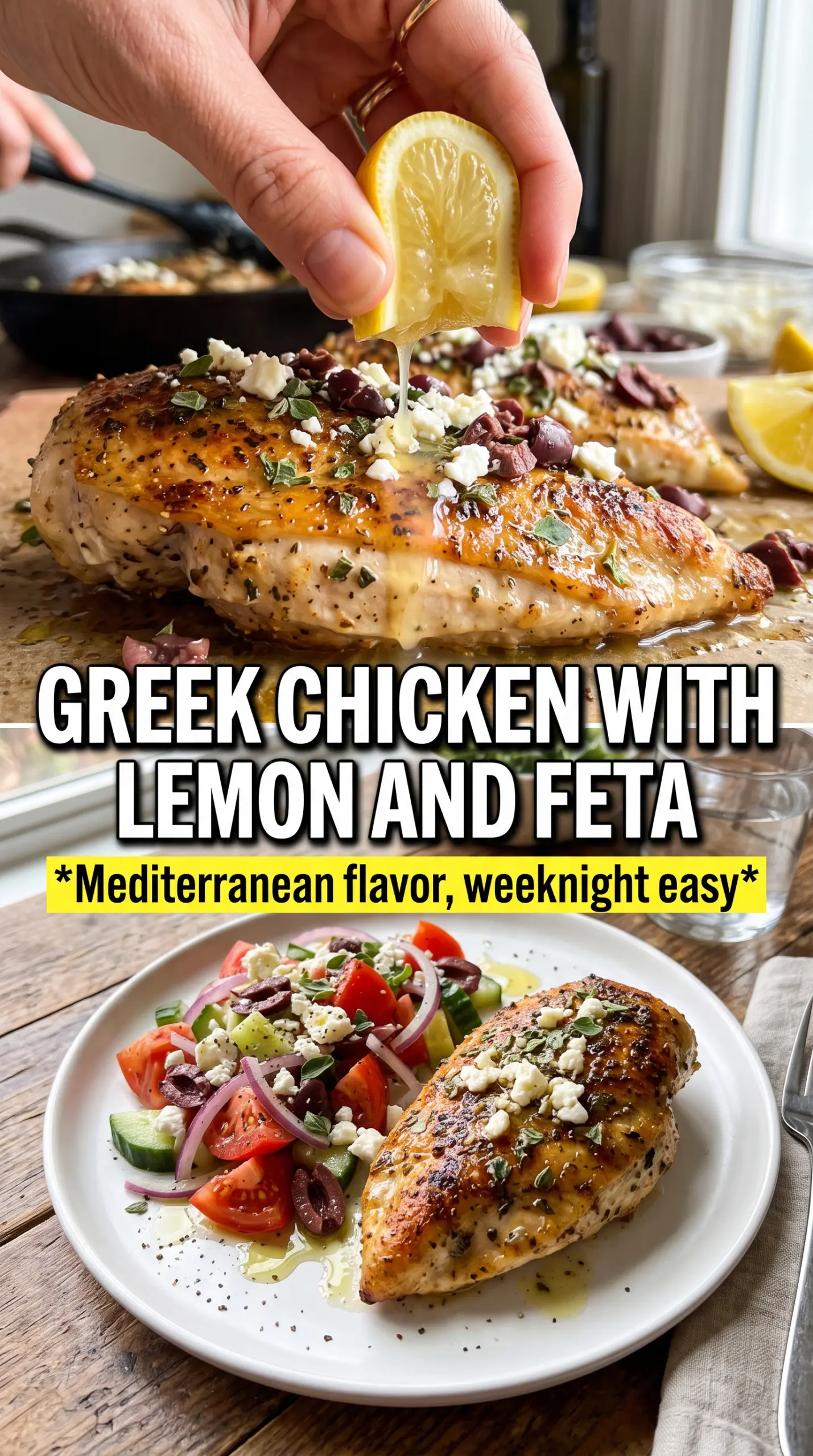 Greek Chicken with Lemon and Feta golden baked, lemony, briny