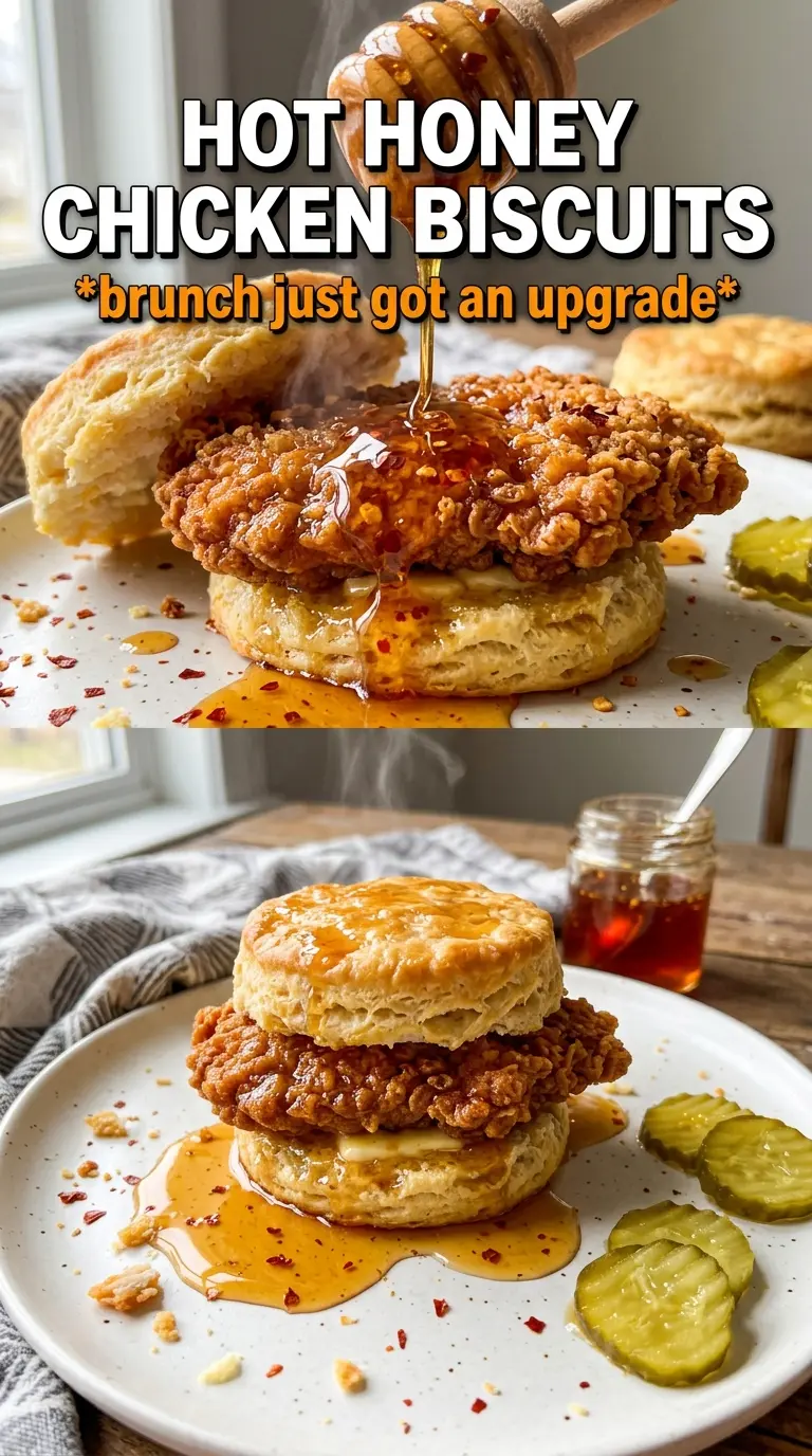 Hot Honey Chicken Biscuits crispy spicy cheddar