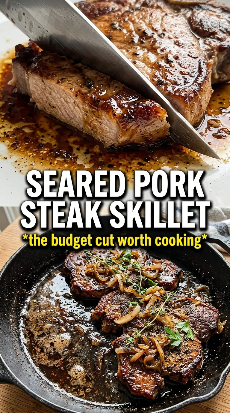 Pan Seared Pork Steak golden crust, cast iron, herb butter