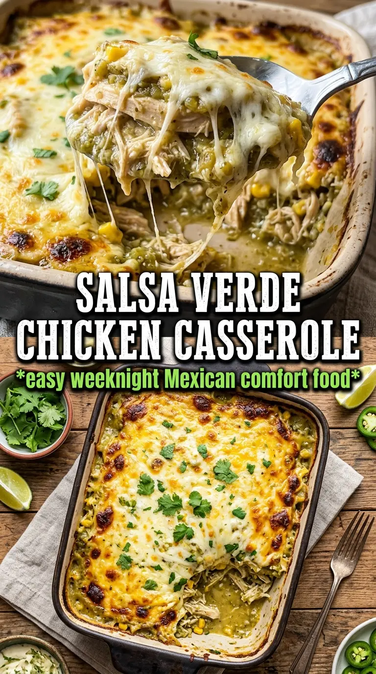 Salsa Verde Chicken Casserole creamy cheesy Tex-Mex