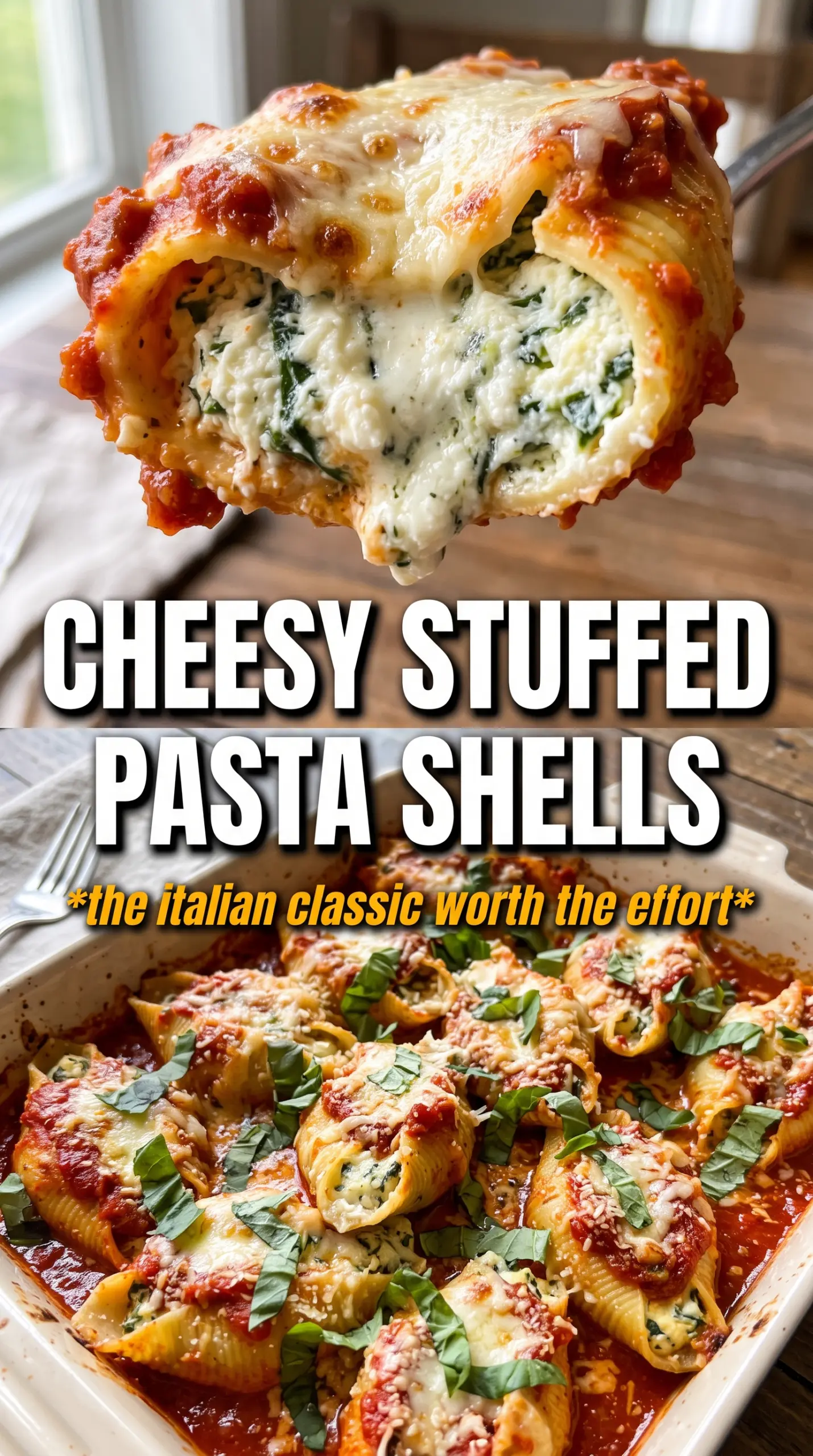 Spinach and Ricotta Stuffed Shells creamy baked pasta