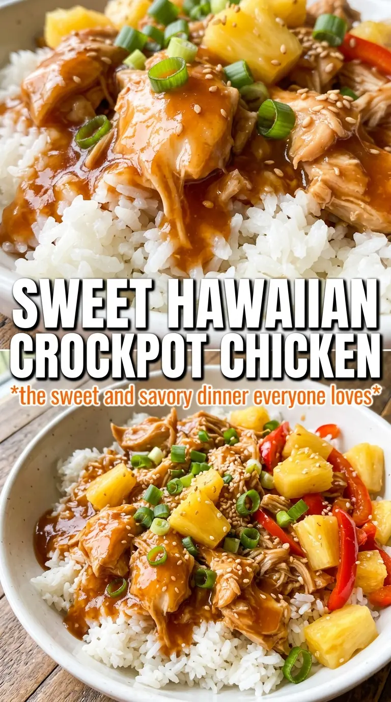 Sweet Hawaiian Crockpot Chicken, glossy pineapple chicken, slow cooker