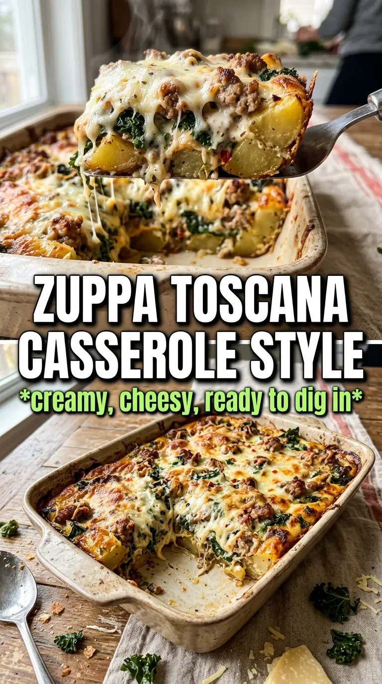 Italian Zuppa Toscana Casserole creamy golden sausage potato