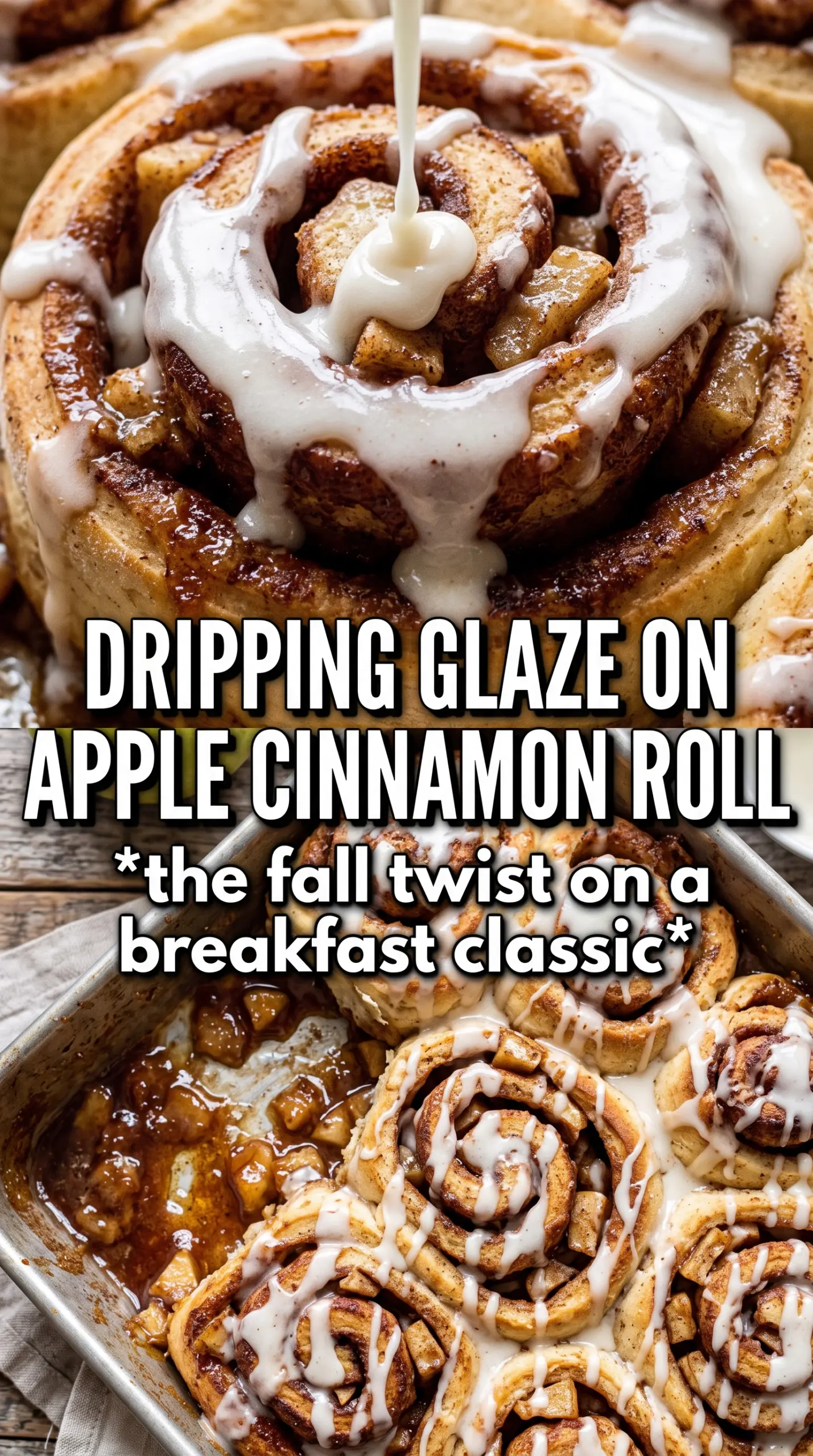 apple cinnamon rolls caramelized glaze swirls