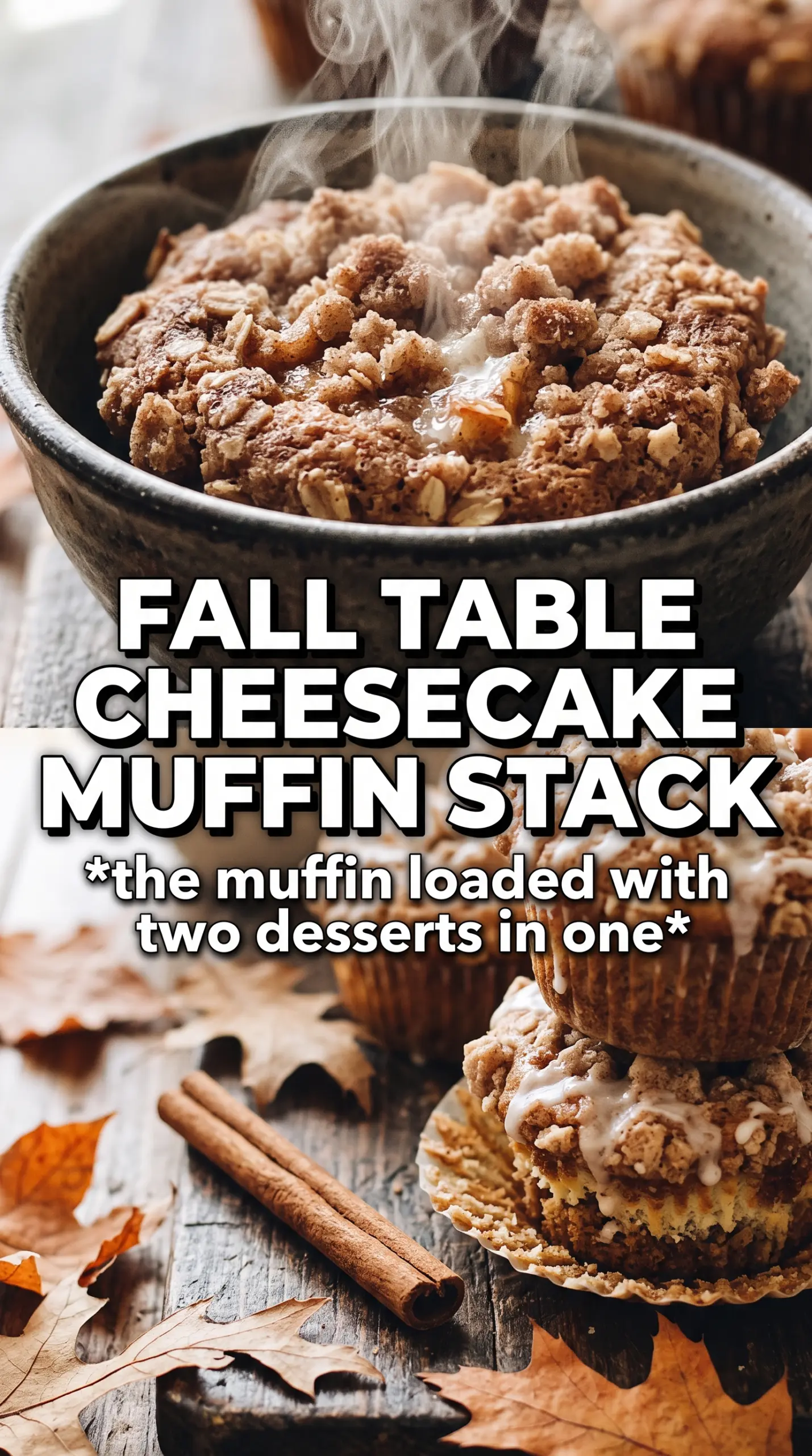 Apple Crisp Cheesecake Muffins golden oat crumble creamy center