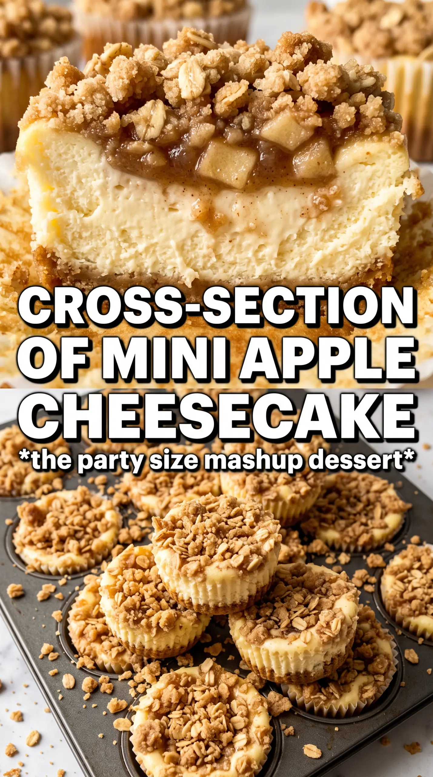 Apple Crisp Mini Cheesecakes creamy cinnamon oat crumble