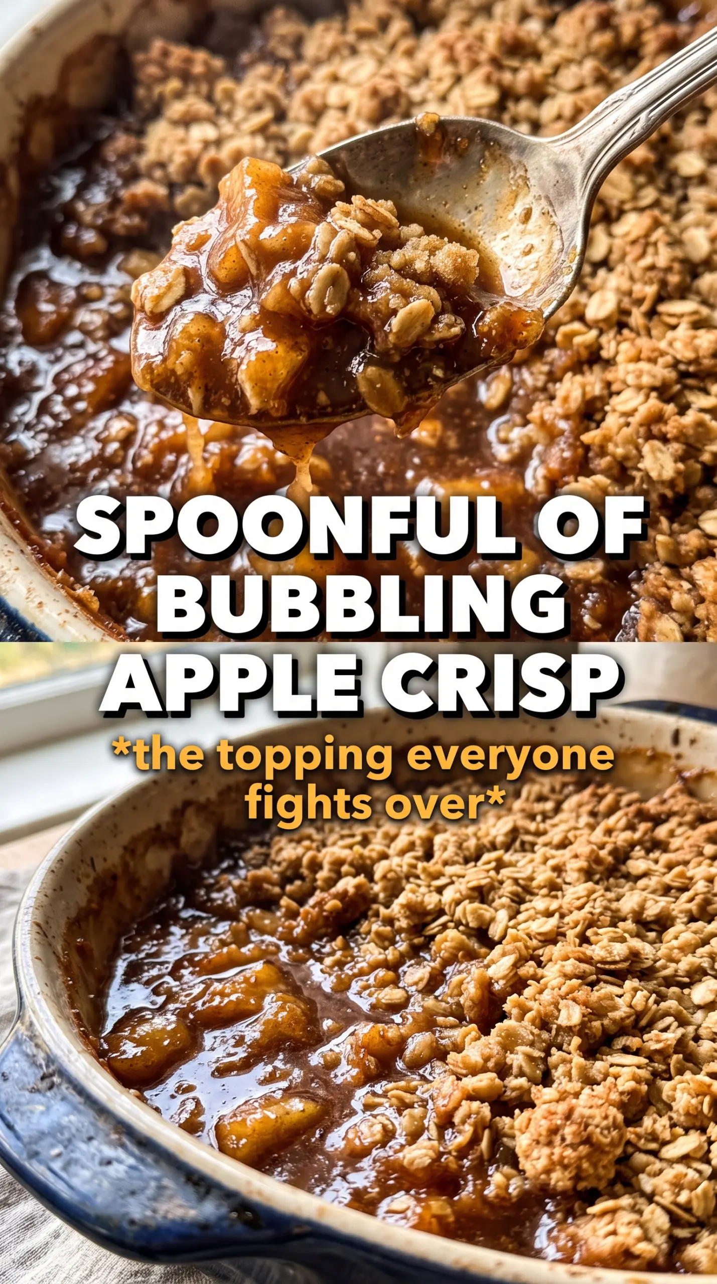 Apple Crisp golden oat crumble bubbling cinnamon apples