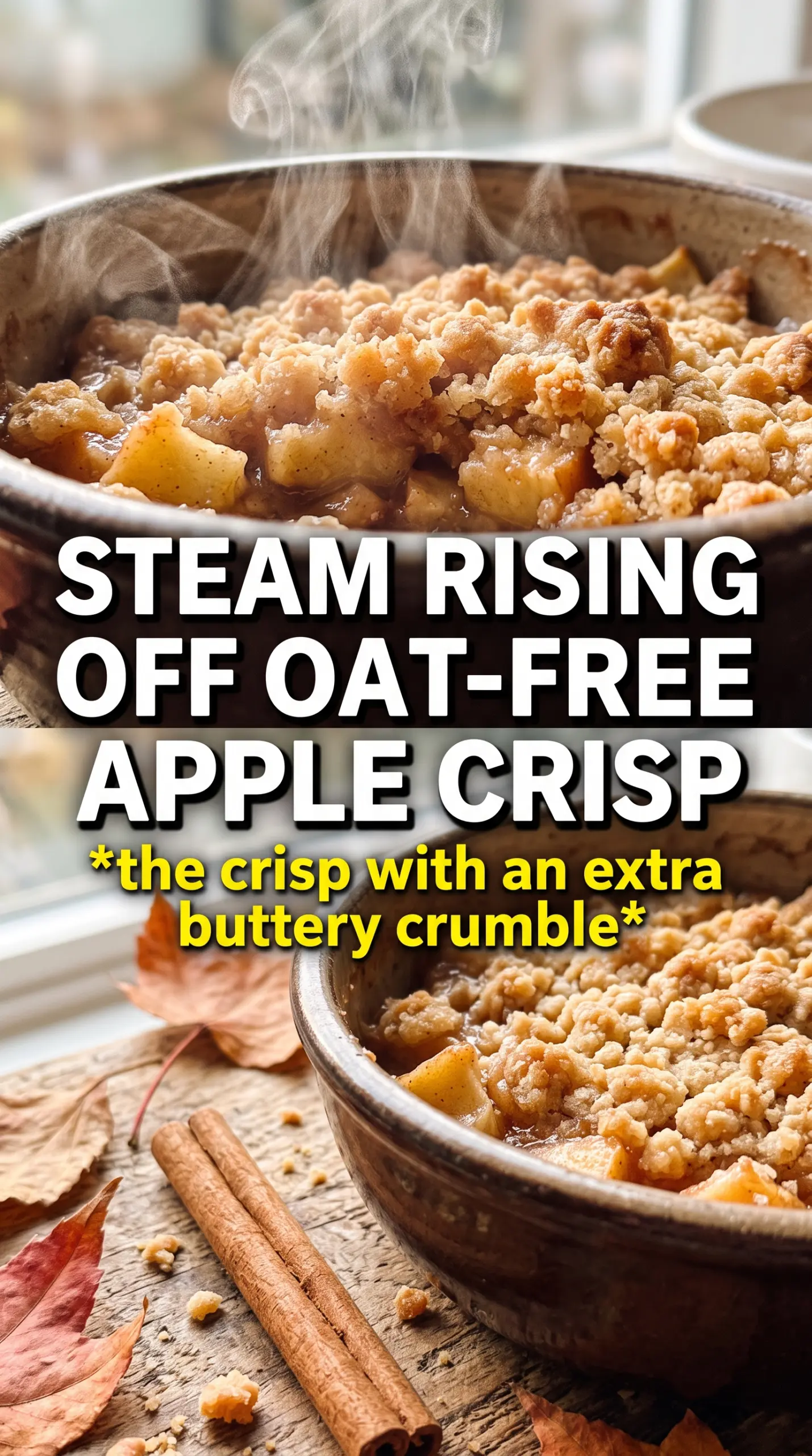 Apple Crisp Without Oats sandy golden crumble, cinnamon apples