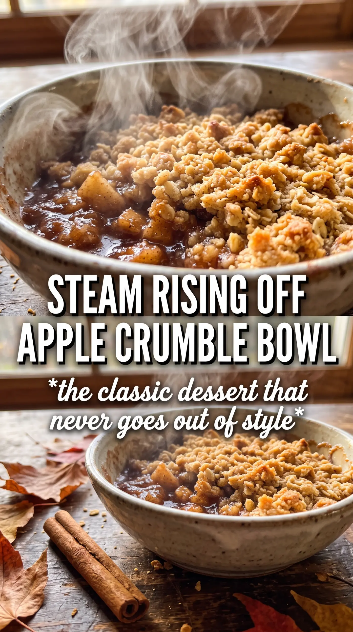Apple crumble golden cinnamon