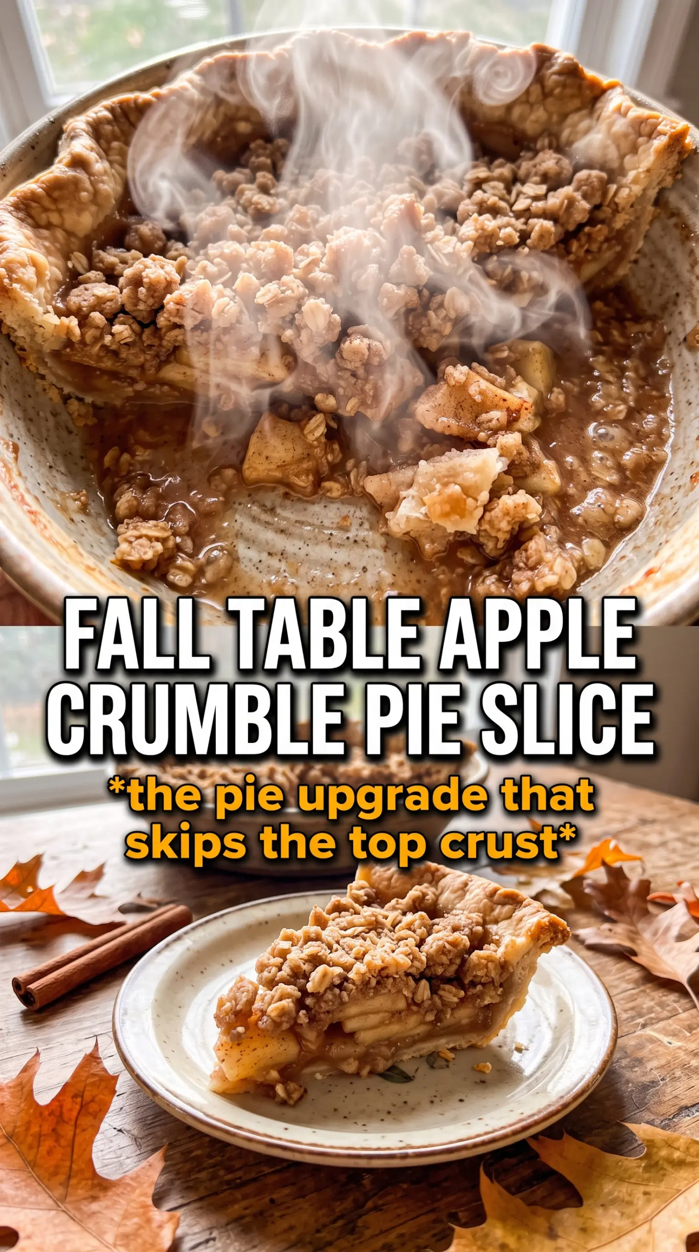 Apple Crumble Pie golden oat crumble