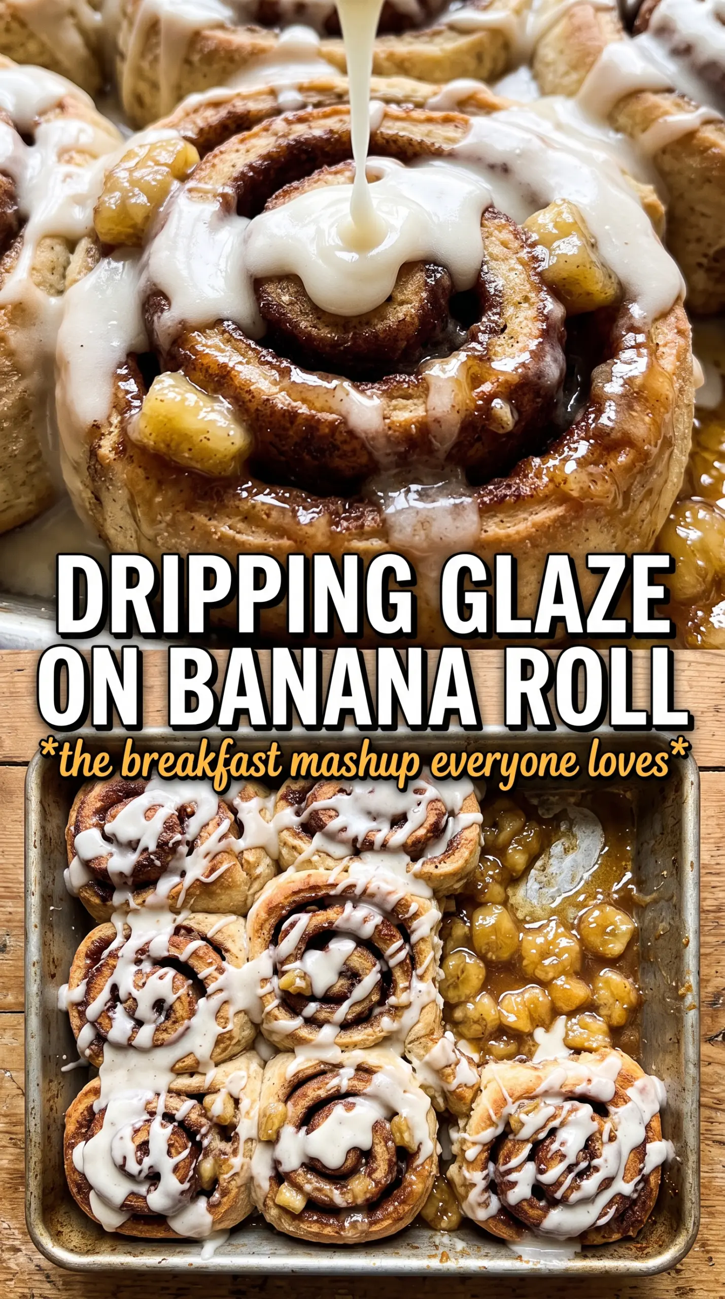 Banana Cinnamon Rolls soft swirled frosted