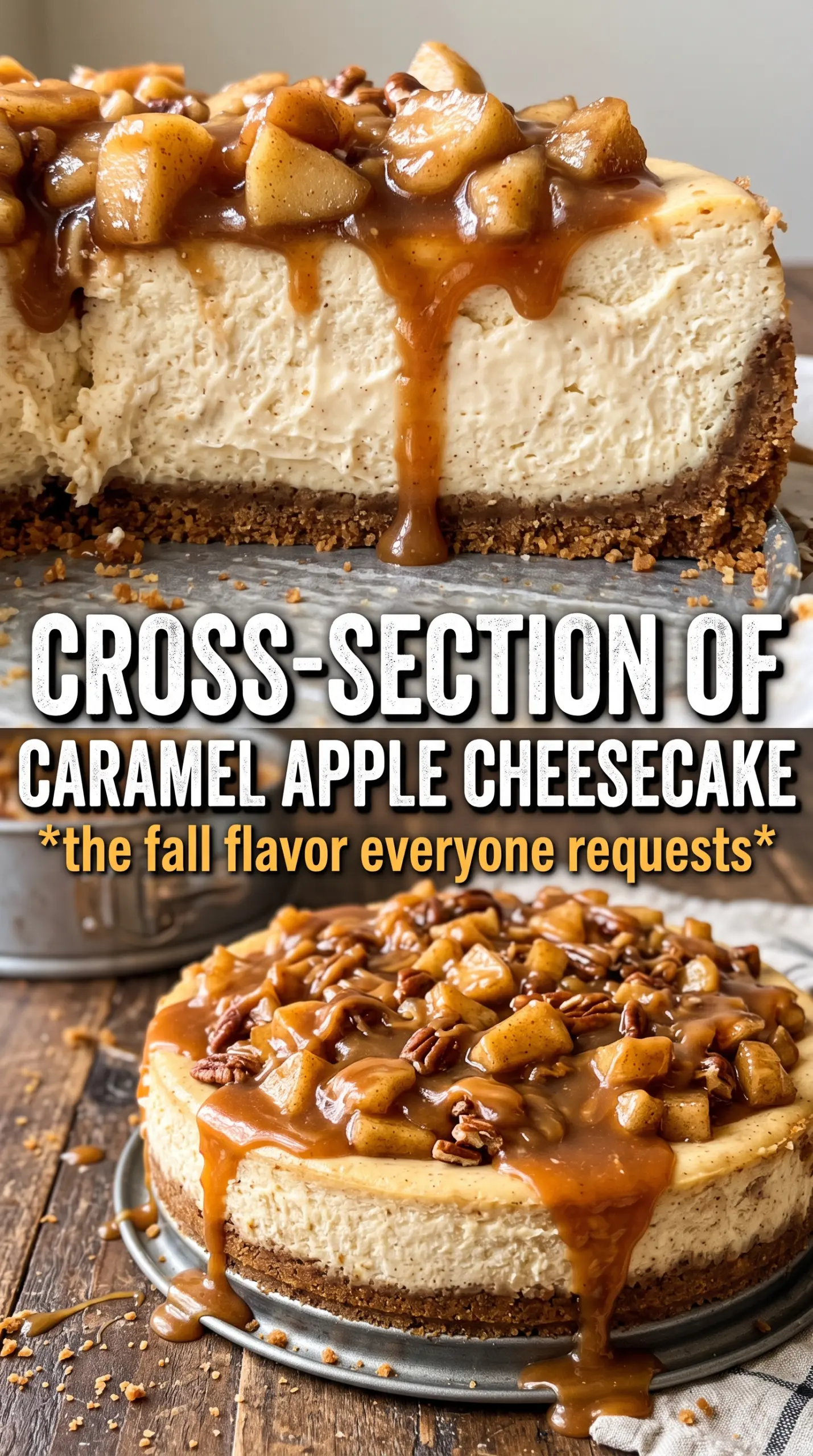 Caramel Apple Cheesecake creamy streusel caramel-drizzled