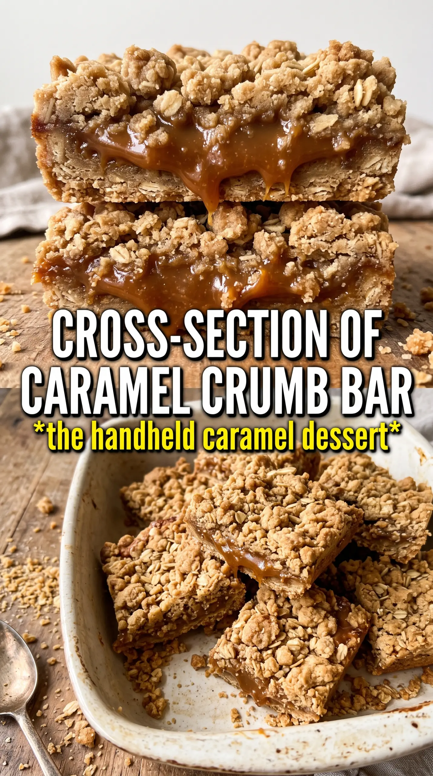 Caramel Crumb Bars gooey oat crumble
