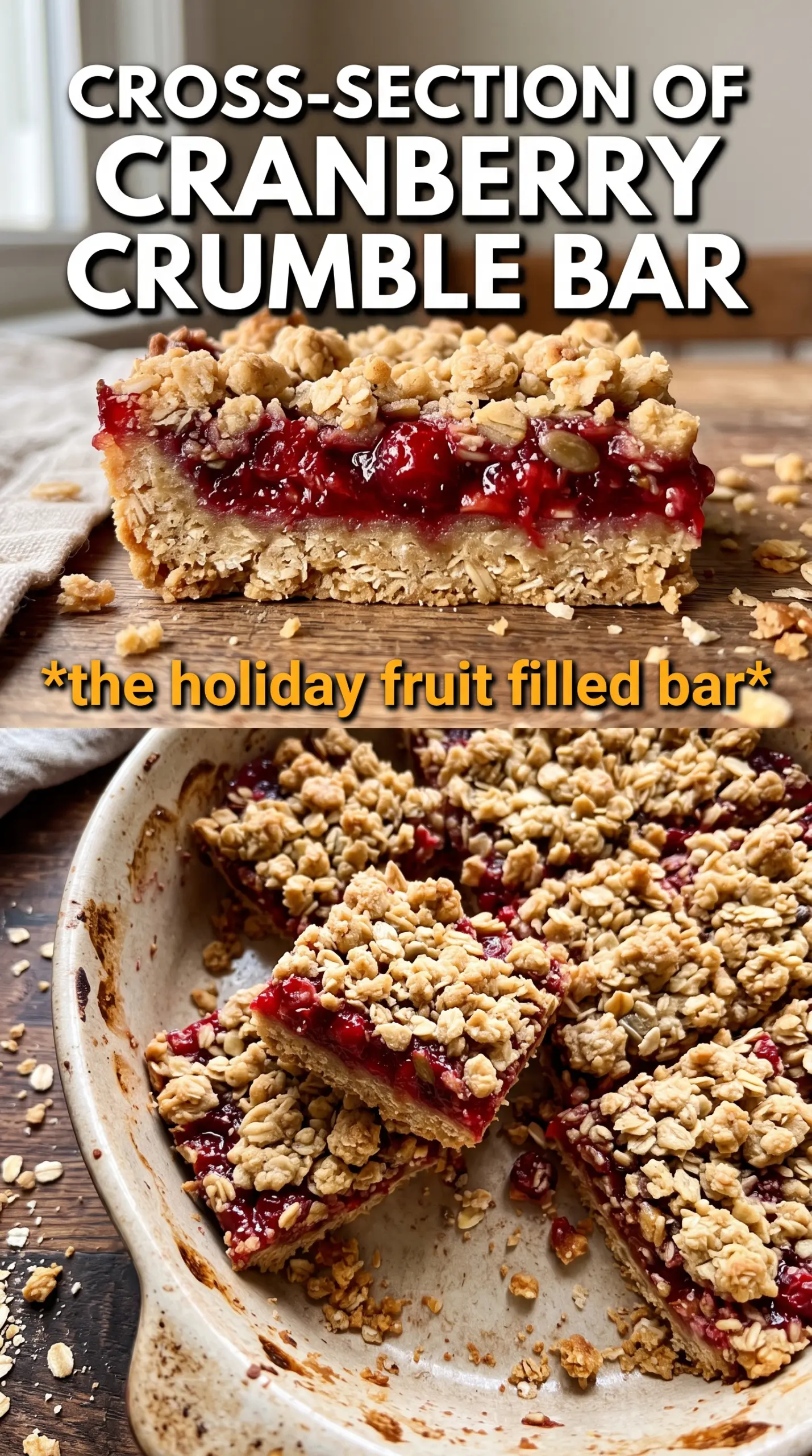 Cranberry Crumble Bars jewel-bright crumbly