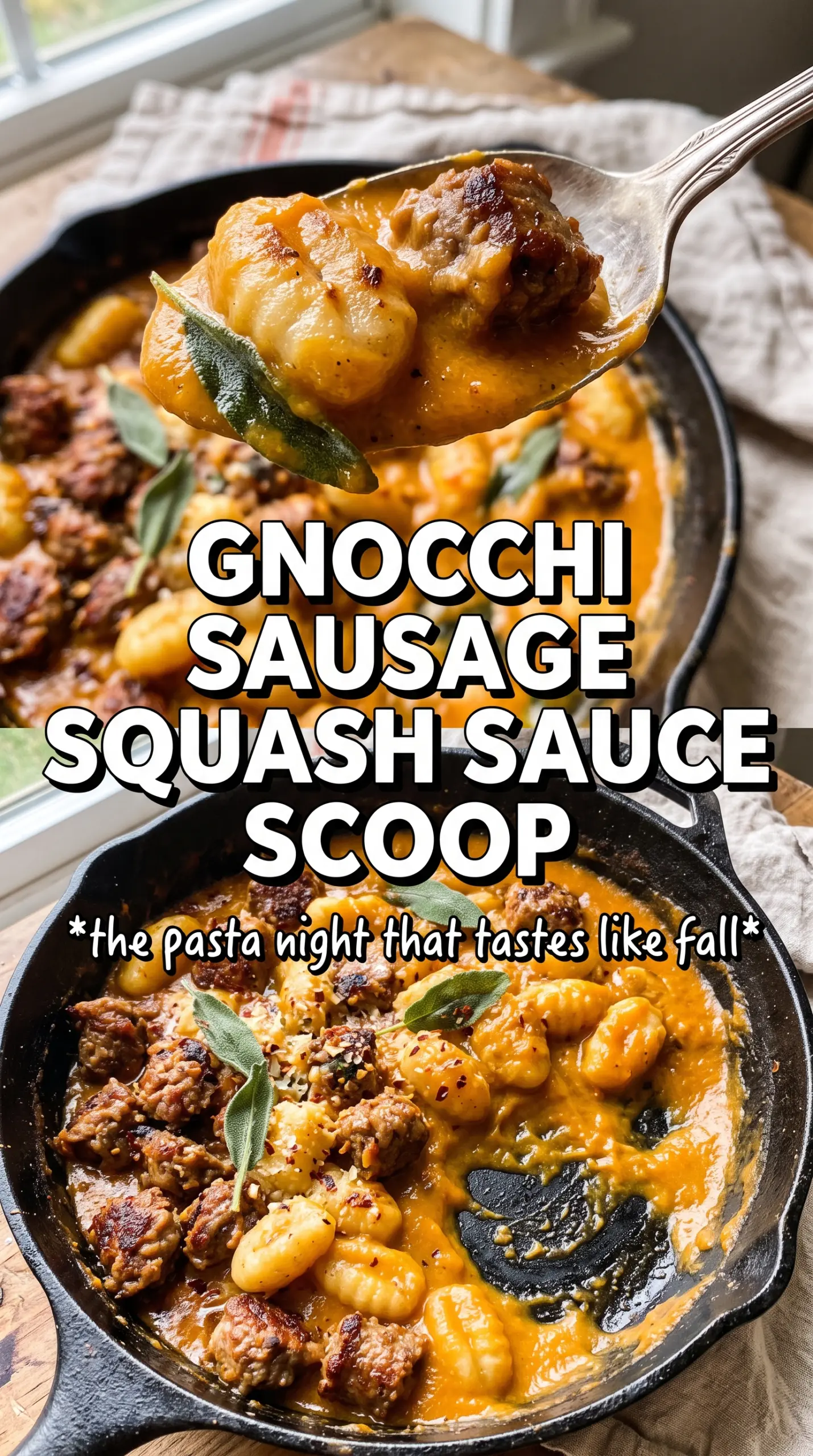 Creamy Butternut Squash Gnocchi With Sausage And Sage golden-orange creamy