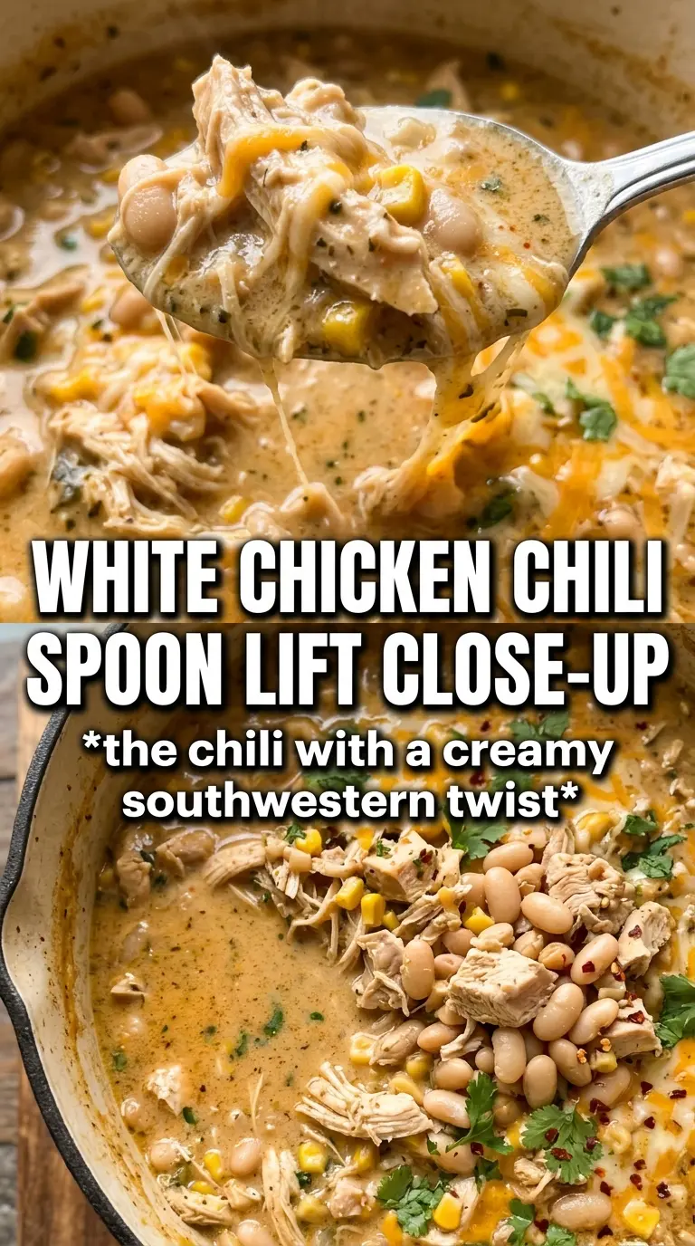 White chicken chili creamy, hearty, comforting