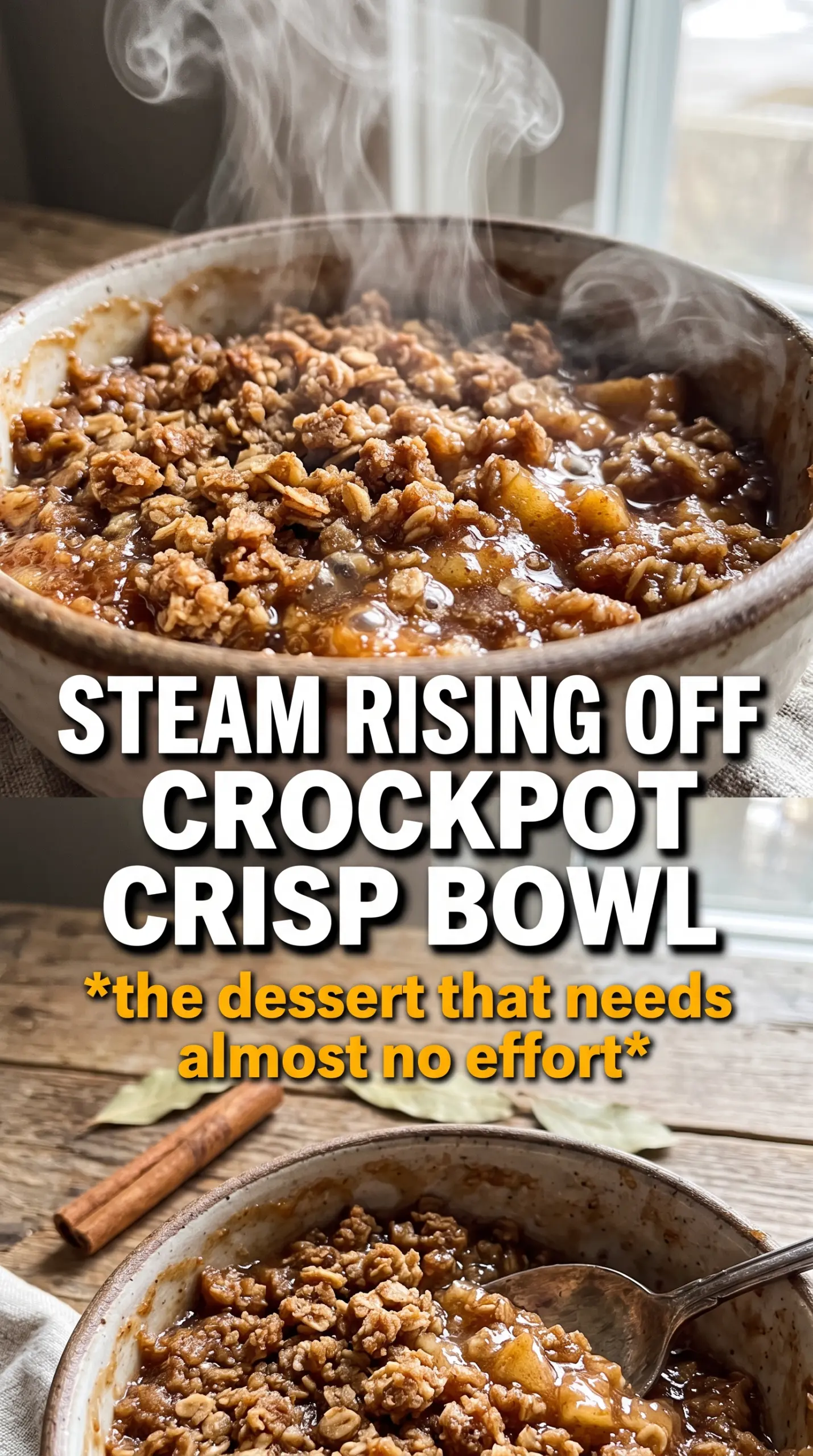 Crock Pot Apple Crisp slow cooker, cinnamon apples, oat crumble
