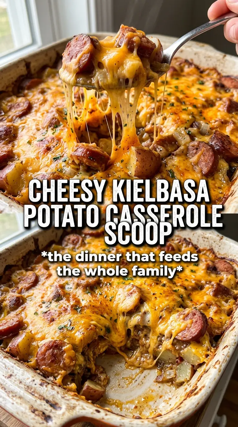 Kielbasa Sausage Cheesy Potato Casserole creamy cheesy golden
