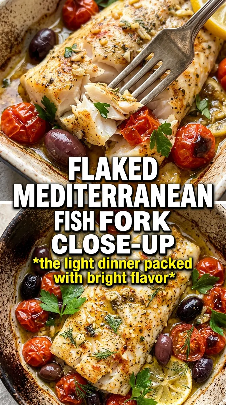 Mediterranean baked fish flaky tomatoes olives