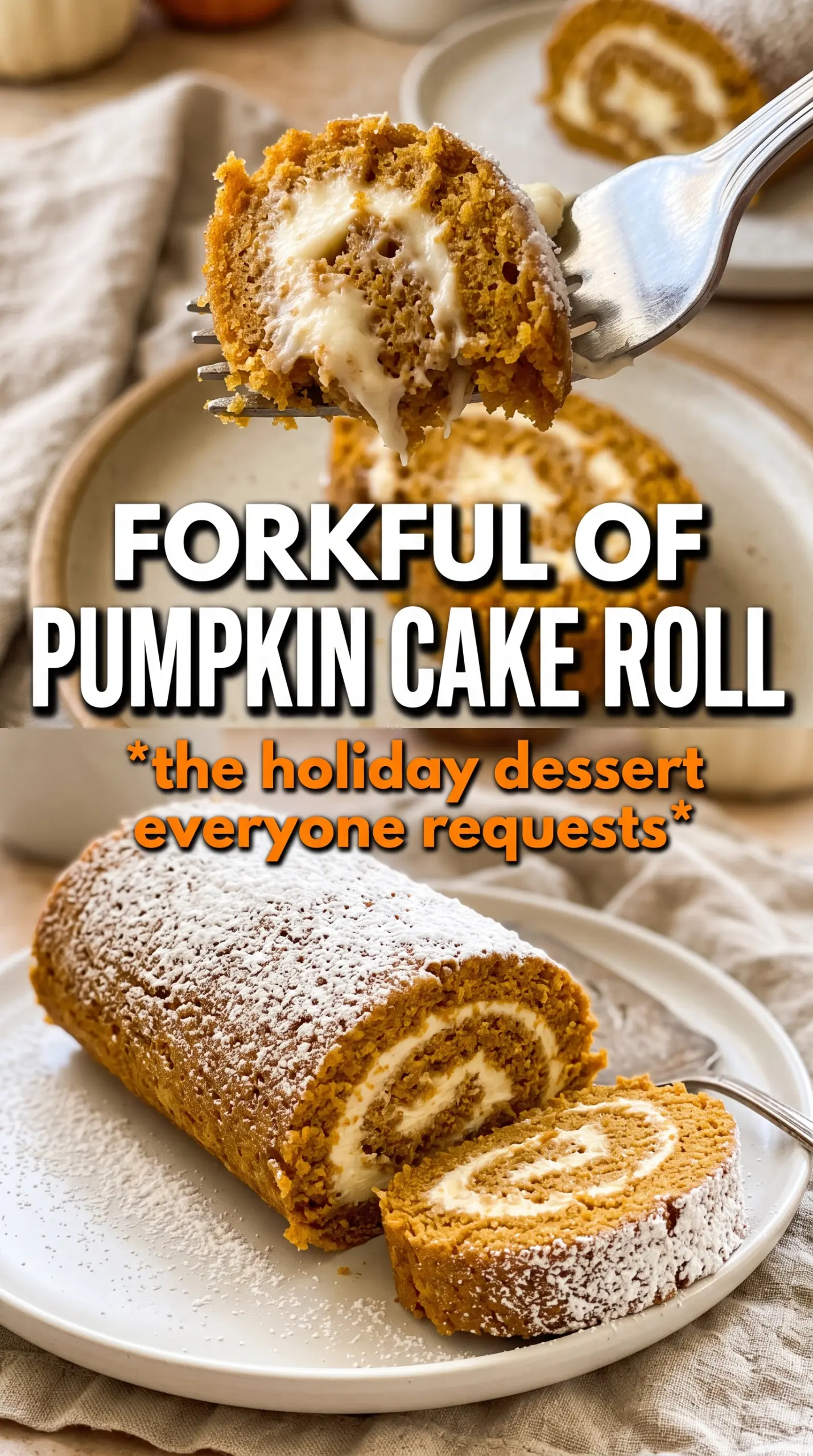 Pumpkin Spice Cake Roll sliced spiral creamy spiced