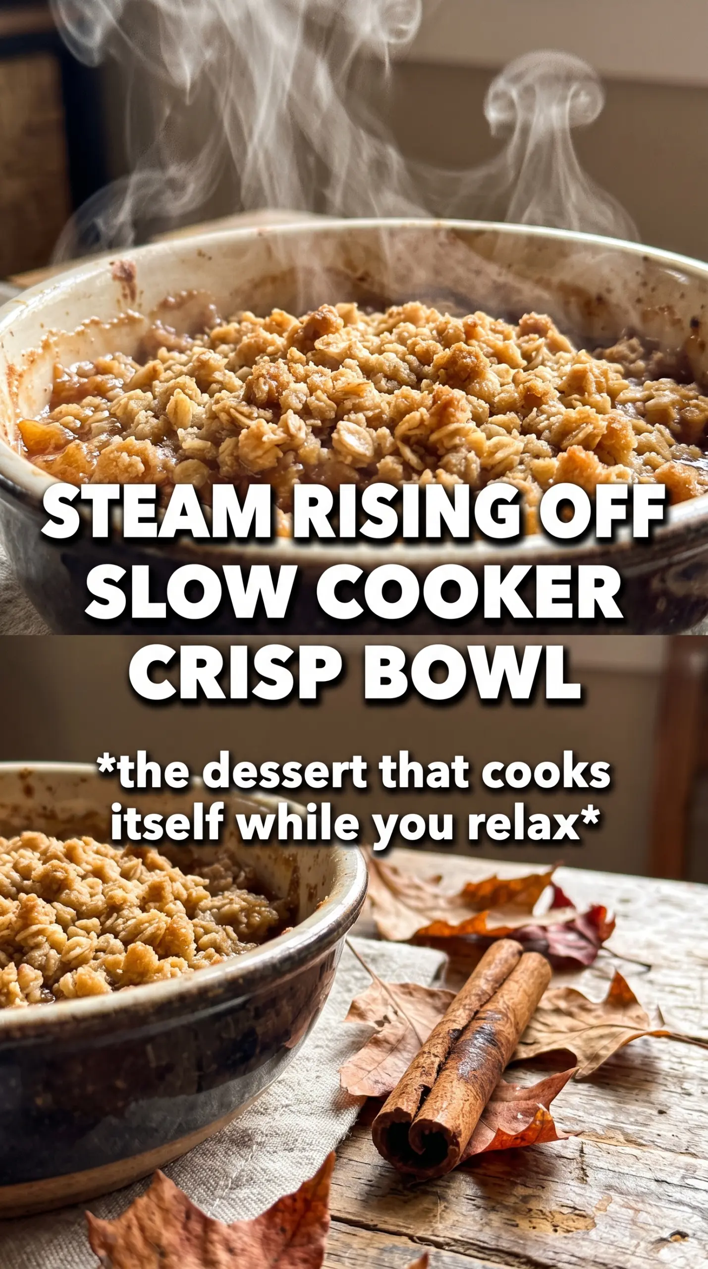 Slow cooker apple crisp tender apples crunchy crumble