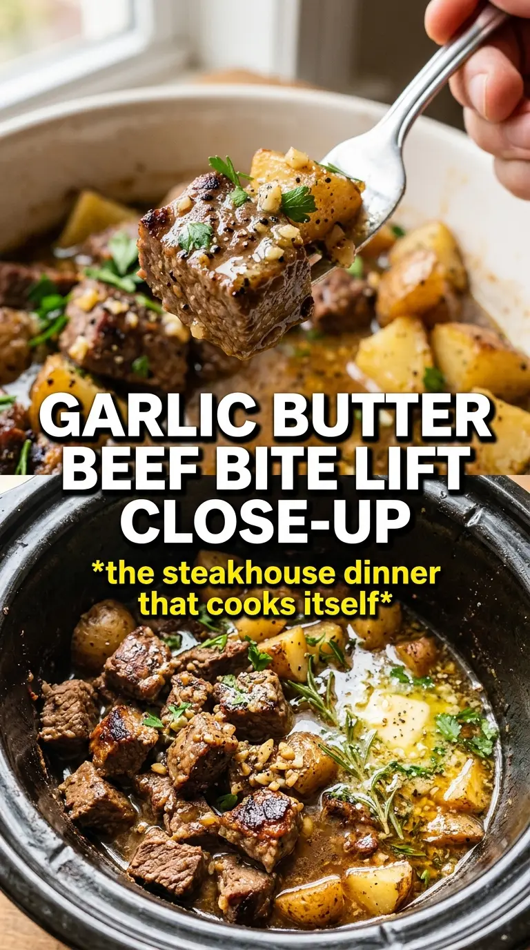 Slow Cooker Garlic Butter Beef Bites With Potatoes savory tender